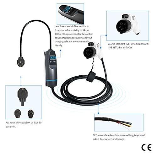DUOSIDA Electric Vehicle Charging Station-32A Level 2 EV Charger 220-240V Electric Car Charger for All EVs,Nema 14-50 Wall Mounted 25ft EVSE J1772 Cable EV 