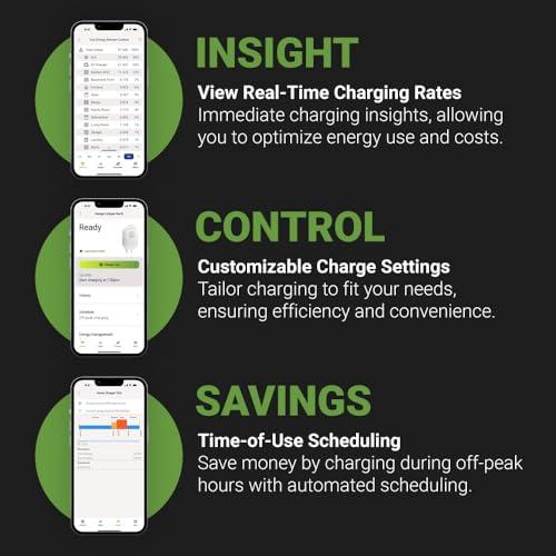Emporia Level 2 EV Charging Station 11.5kW (‎240 Volt, 24ft/7.3m Cord, 40/48 Amp) NEMA 14-50 Plug, Indoor/Outdoor, WiFi Enabled
